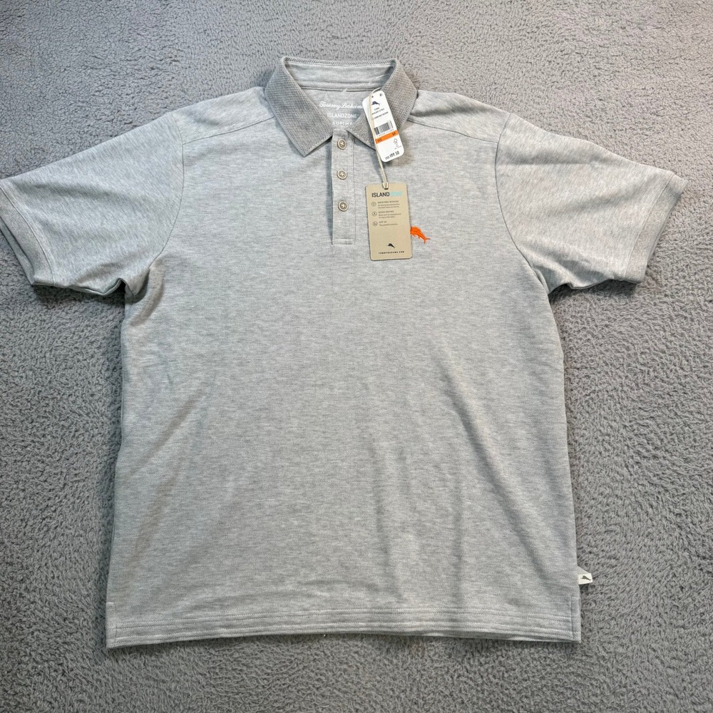 Tommy Bahama Mens Emfielder 2.0 Polo Shirt Storm Gray Heather T220856 Small NWT